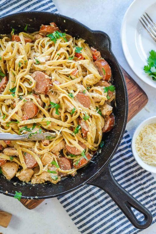 Cajun Chicken Linguine with Andouille Sausage