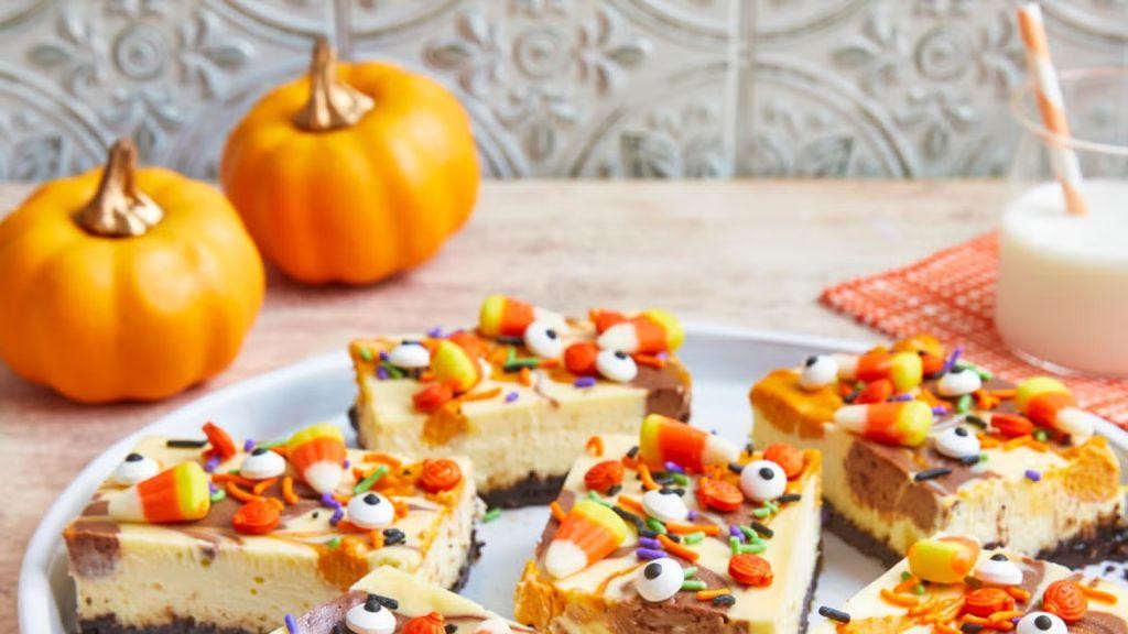 Candy Corn Layered Cheesecake Bars