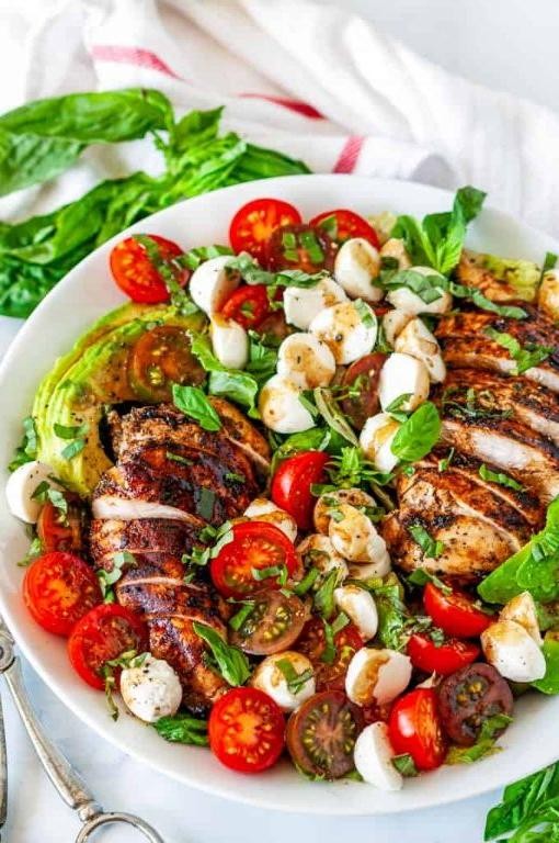 Caprese Chicken Salad with Balsamic Glaze
