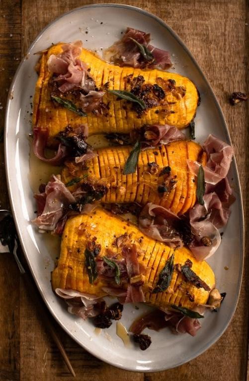 Caramelized Onion Hasselback Butternut Squash