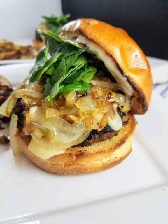 Caramelized Onion and Brie Burgers