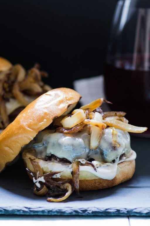 Caramelized Onion and Gruyère Burgers