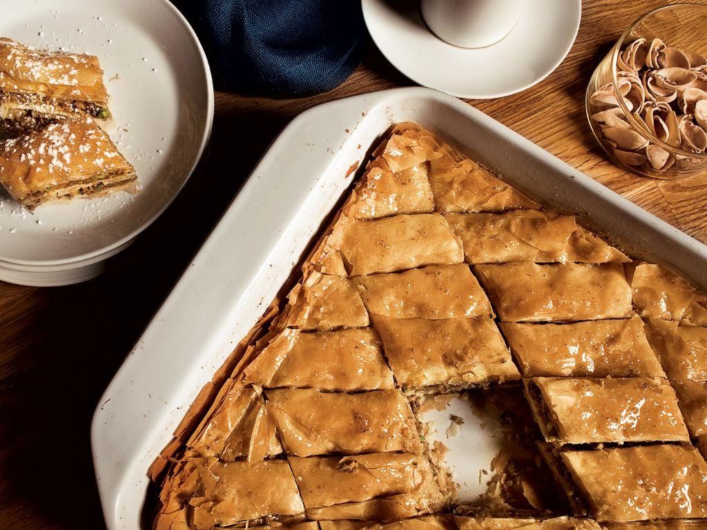 Cardamom and pistachio baklava