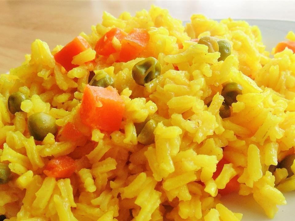 Carrot and Pea Turmeric Rice