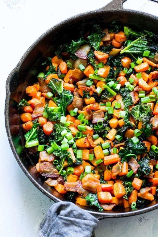 Carrot and Potato Hash with Crispy Bacon
