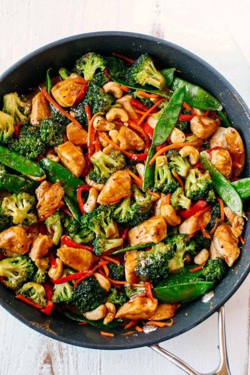Cashew Chicken with Stir-Fried Vegetables