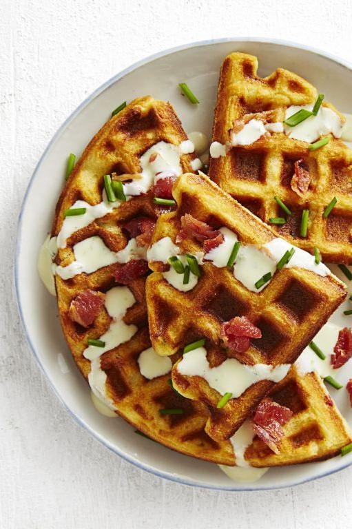 Cheesy Bacon and Chive Waffles