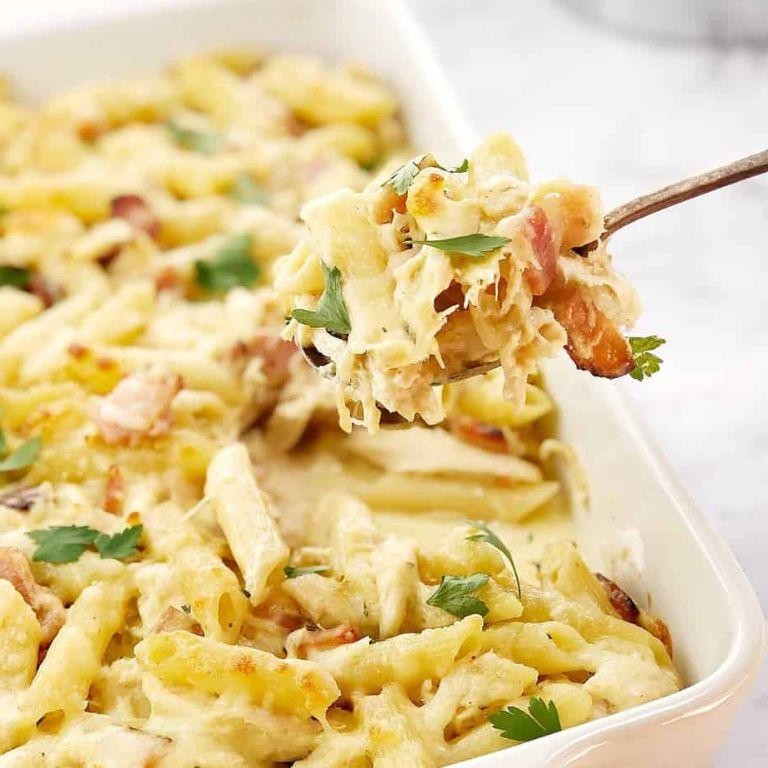 Cheesy Baked Cream of Chicken Pasta