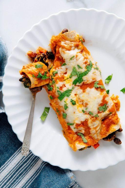 Cheesy Black Bean Veggie Enchiladas