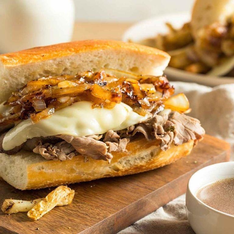 Cheesy French Dip with Caramelized Onions