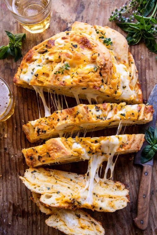 Cheesy Garlic Bread with a Herb Butter Spread