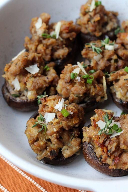 Cheesy Ground Turkey Stuffed Mushrooms
