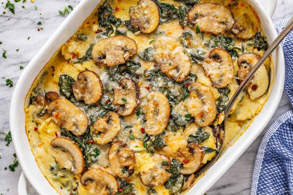 Cheesy Mushroom Tortellini Casserole