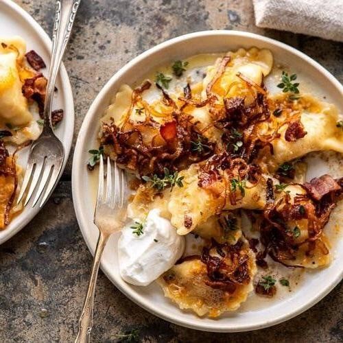 Cheesy Potato Pierogi with Caramelized Onions