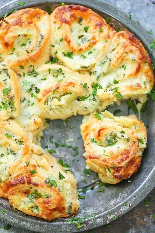 Cheesy Spinach and Artichoke Crescent Roll Casserole
