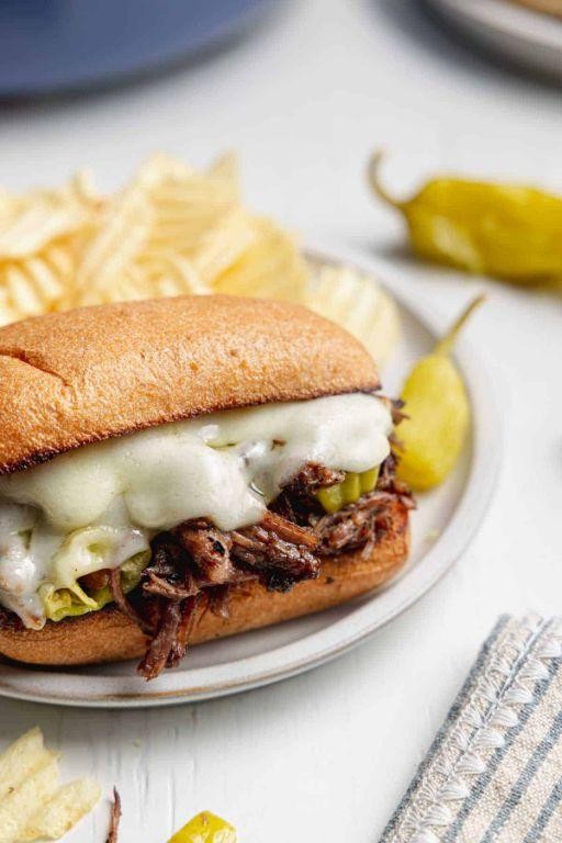 Chicago-Style Beef Sandwich with Melted Provolone