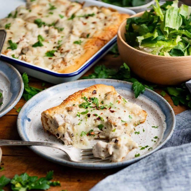 Chicken Alfredo Crescent Roll Bake