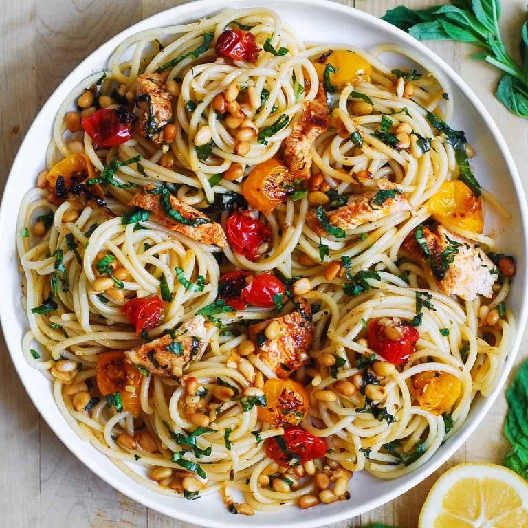 Chicken Linguine with Roasted Cherry Tomatoes