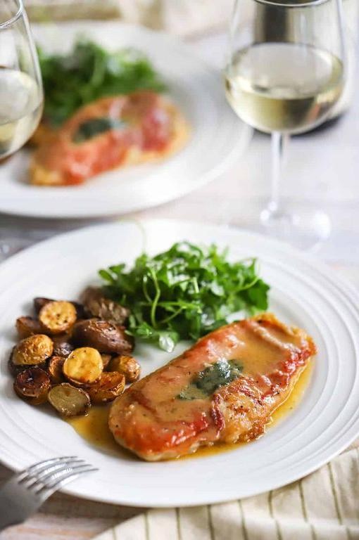 Chicken Saltimbocca with White Wine Reduction
