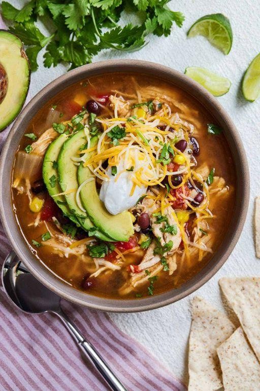 Chicken Tortilla Soup with Avocado Crema