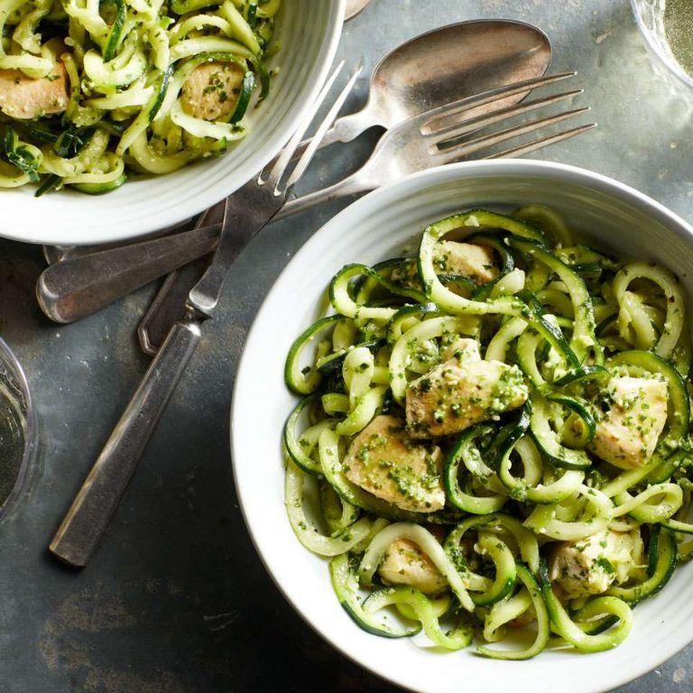 Chicken Zucchini Noodles with Pesto
