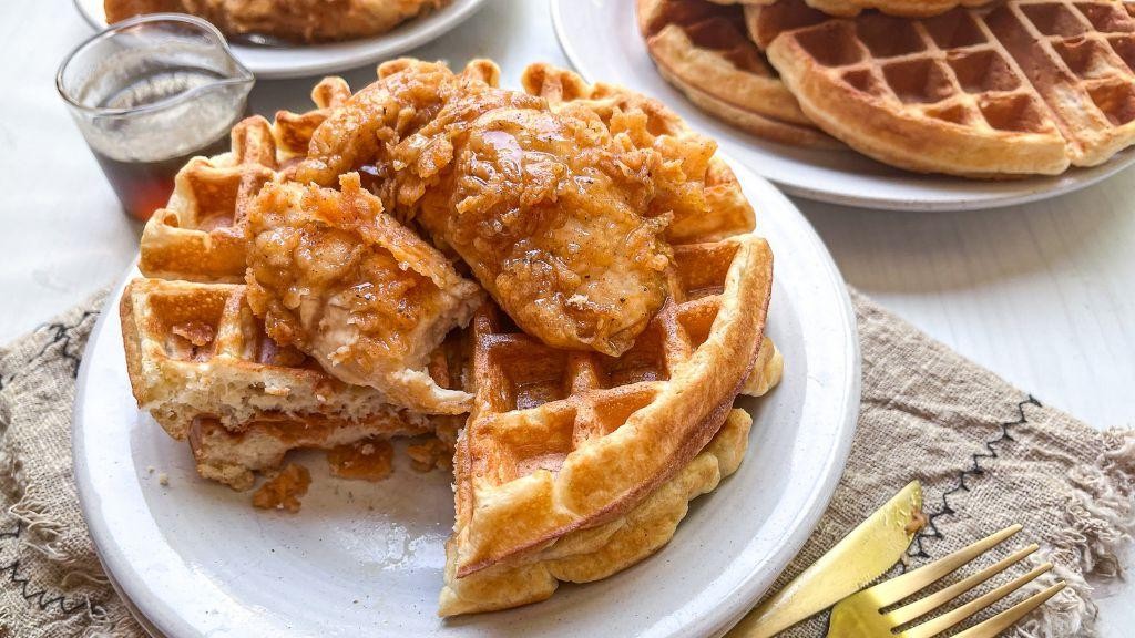 Chicken and Waffles with Bourbon Maple Syrup