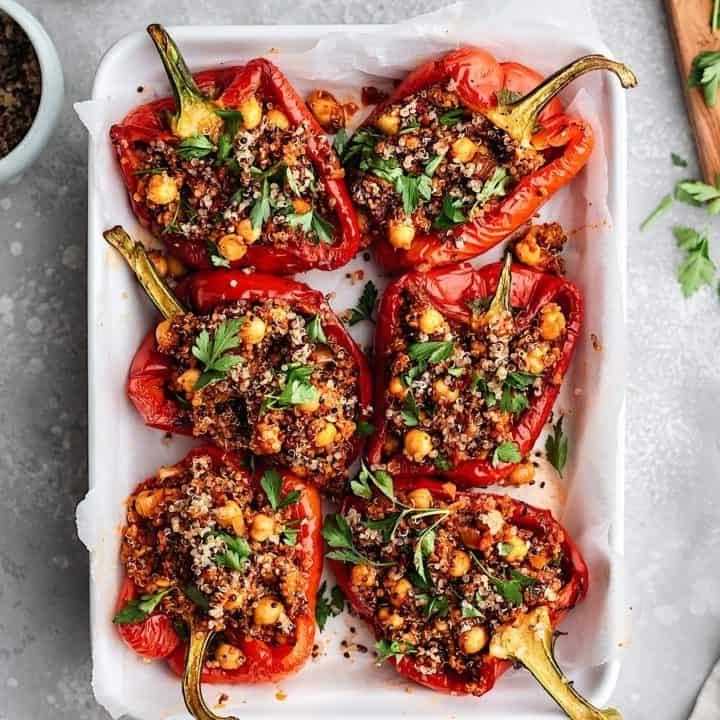 Chickpea and Quinoa Stuffed Peppers