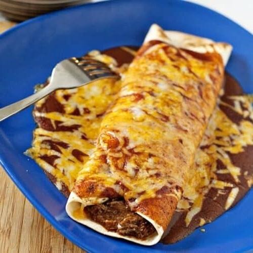 Chili Colorado Burritos with Melted Cheese