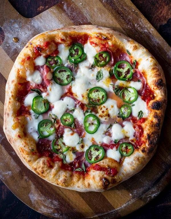 Chili Colorado Pizza with Jalapeño Slices