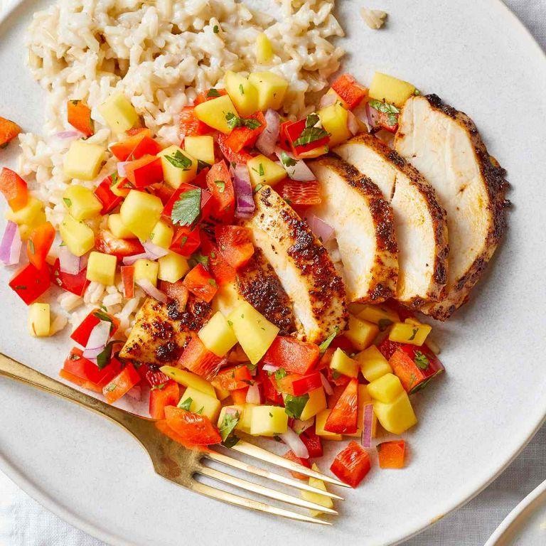 Chili-Rubbed Grilled Chicken with Mango Salsa