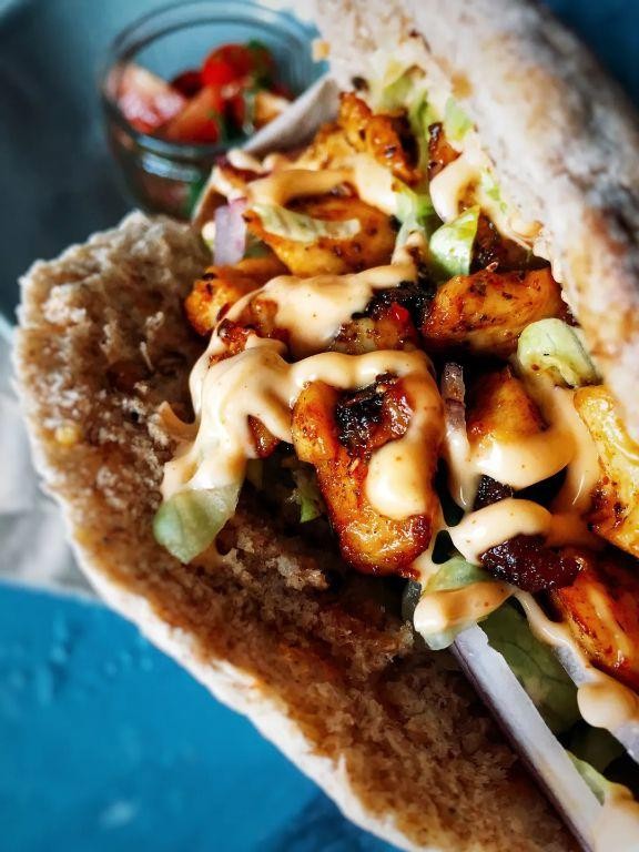 Chipotle Chicken Pita with Cilantro Dressing