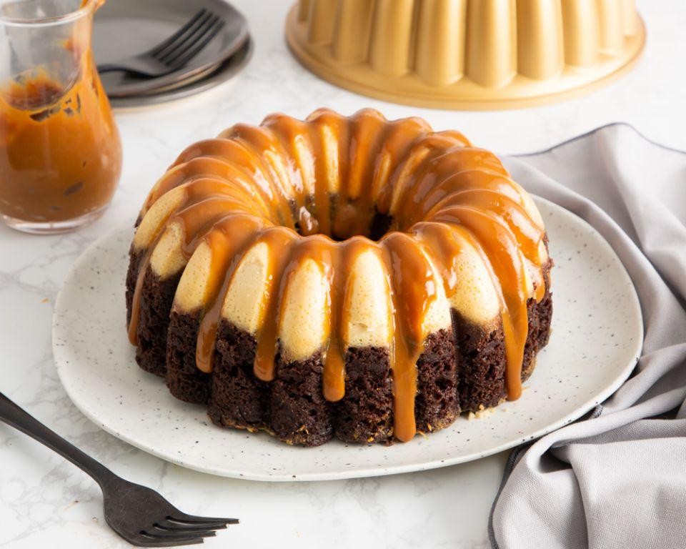 Choco Flan Cake with Orange Zest Glaze