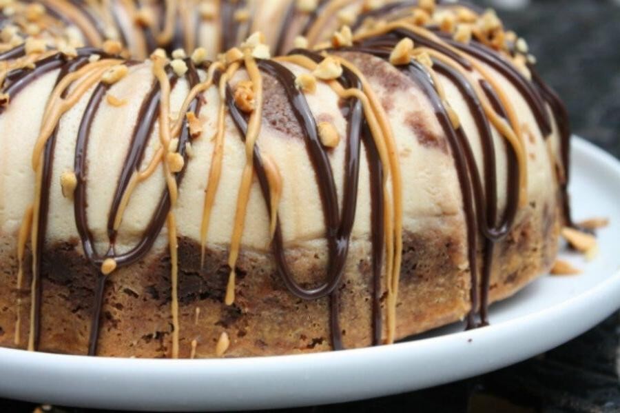 Choco Flan Cake with Peanut Butter Swirl