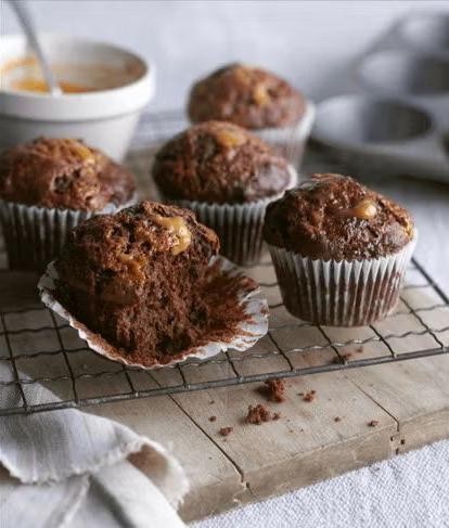 Chocolate Caramel Swirl Muffins