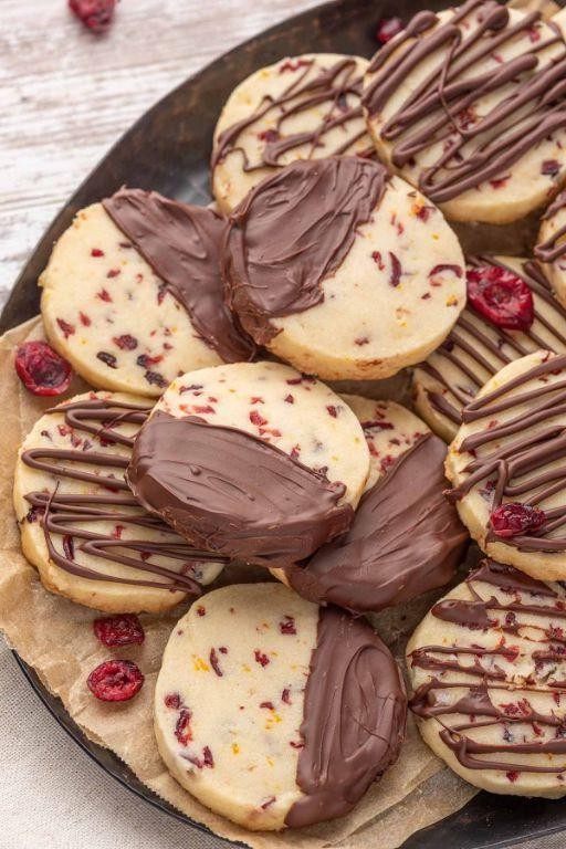 Chocolate Dipped Cranberry Shortbread