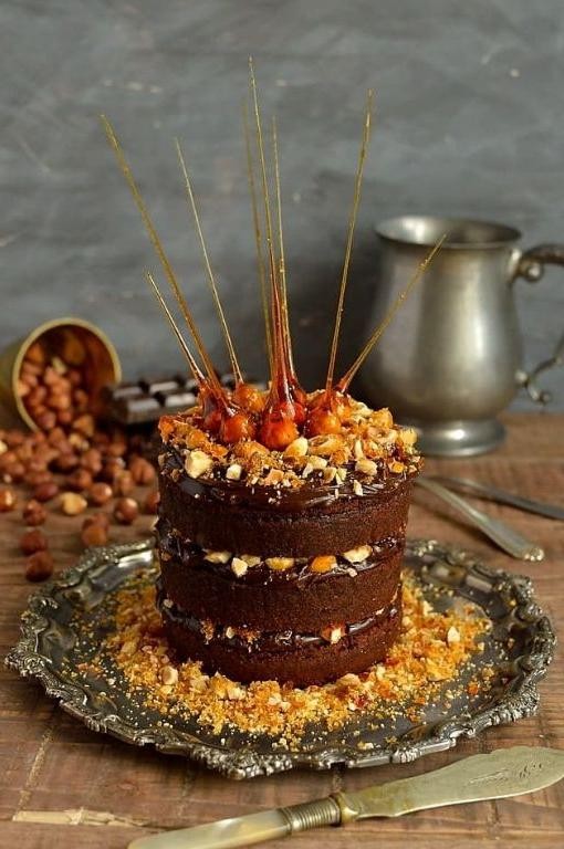 Chocolate Mud Cake with Hazelnut Praline
