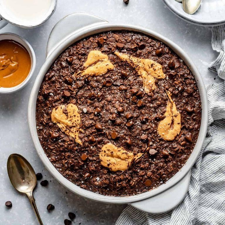 Chocolate Peanut Butter Baked Oats