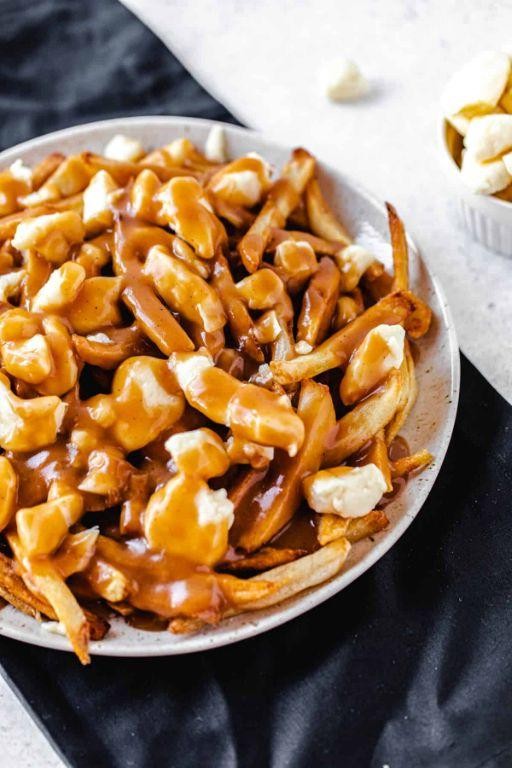 Classic Canadian Poutine with Cheese Curds and Gravy