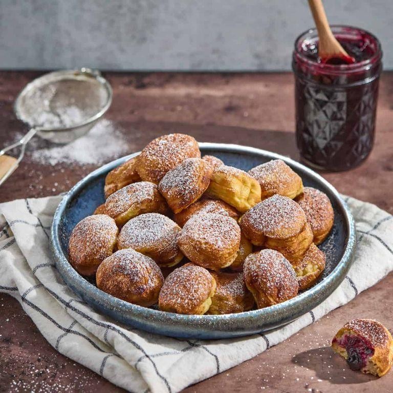 Classic Danish Ebelskiver with Powdered Sugar