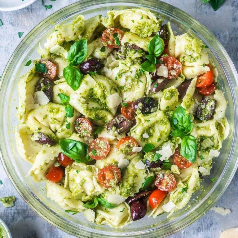 Classic Italian Tortellini Salad with Pesto Dressing