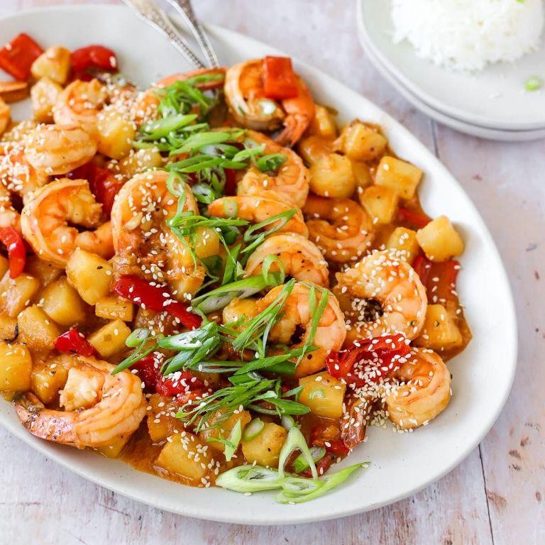 Classic Sweet and Sour Shrimp with Pineapple