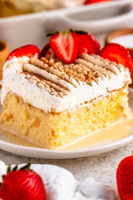 Classic Tres Leches Cake with Whipped Cream Topping