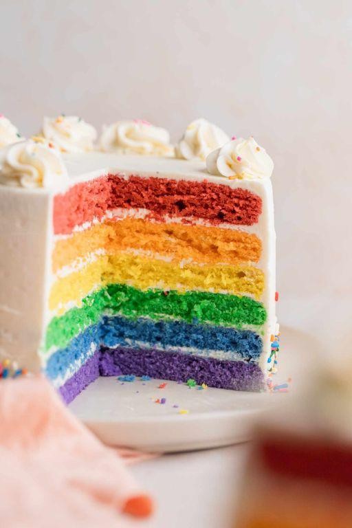 Classic Vanilla Rainbow Layer Cake