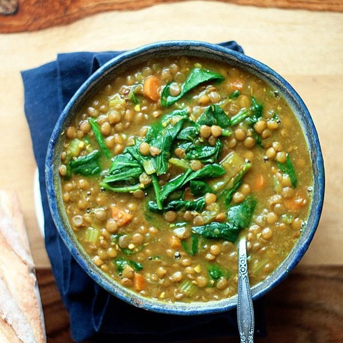 Clear Lentil and Spinach Soup