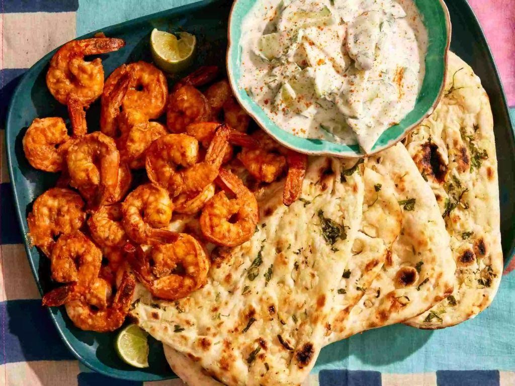 Coconut Curry Shrimp Flatbread with Cilantro Lime Drizzle