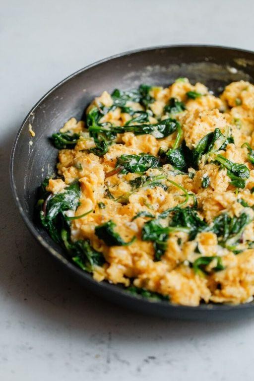 Collard greens and scrambled eggs