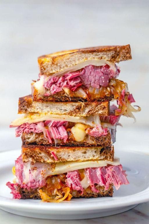 Corned Beef Melt with Caramelized Onions and Provolone