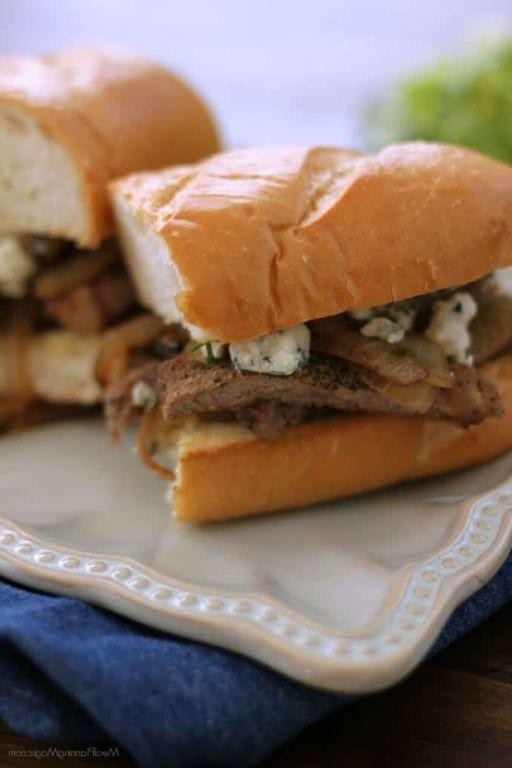 Corned Beef and Blue Cheese Sandwich with Caramelized Onions