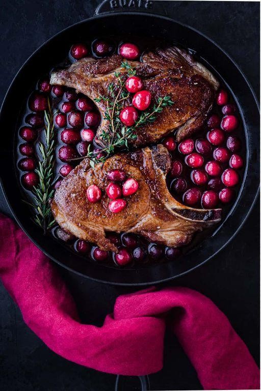 Cranberry Sauce Glazed Pork Chops