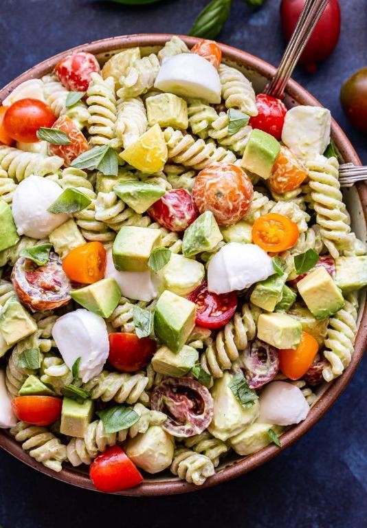 Creamy Avocado Tortellini Salad with Cherry Tomatoes